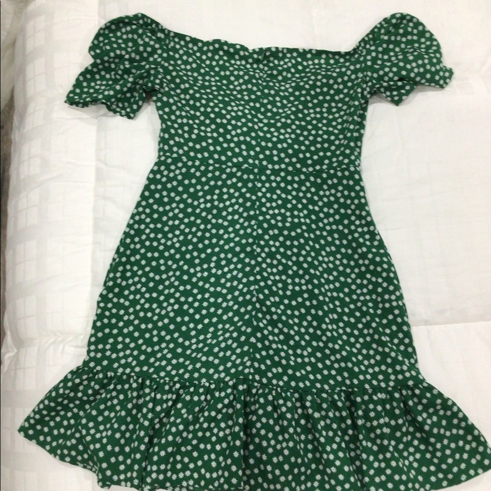 SHEIN XS green + white printed dress
